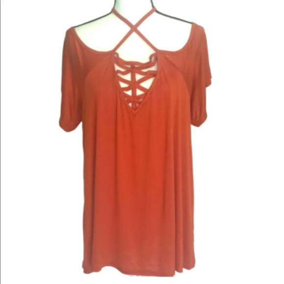 Extra Touch Tops - EXTRA TOUCH PLUS SIZE ORANGE COLOR TOP